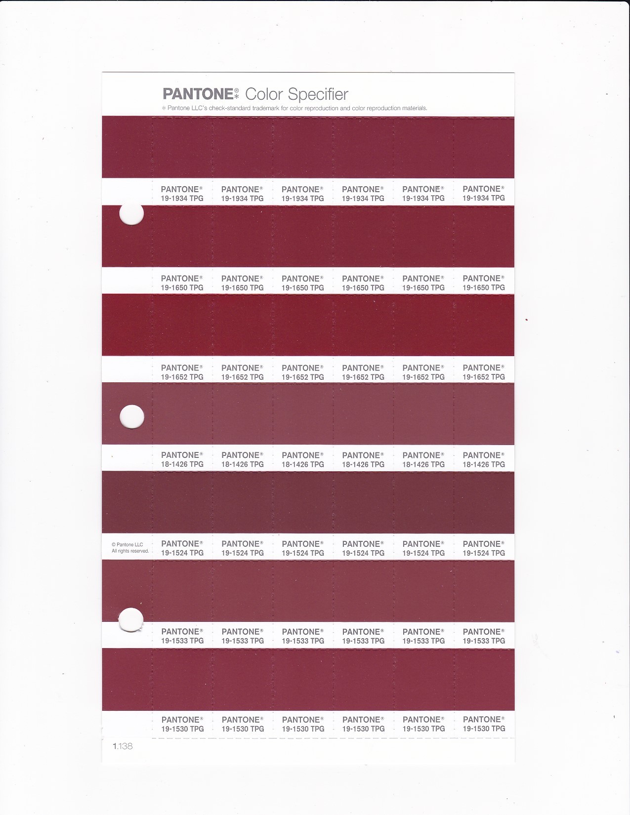 kaos Electrify kabel PANTONE 19-1524 TPG Oxblood Red Replacement Page (Fashion, Home &  Interiors) – Design Info