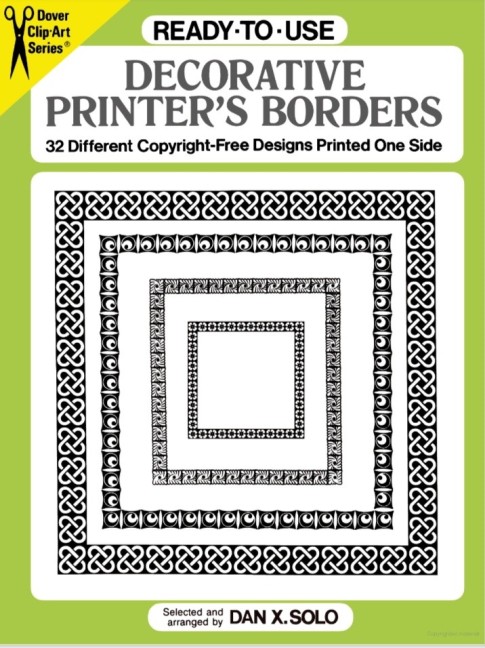 Ready to Use Decorative Printer's Border Book for Print & Embroidery by Dover USA