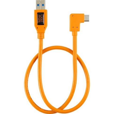 Tether Tools TetherPro USB 3.0 Type-A to C Right Angle Adapter Cable (20inch, High-Visibilty Orange) CUCRT02-ORG
