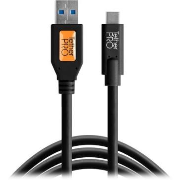 Tether Tools TetherPro USB Type-C Male to USB 3.0 Type-A Male Cable (15ft, Black) CUC3215-BLK