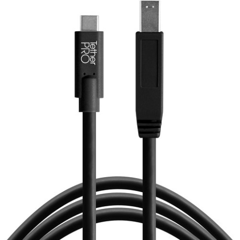 Tether Tools TetherPro USB Type-C Male to USB 3.0 Type-B Male Cable (15ft, Black) CUC3415-BLK