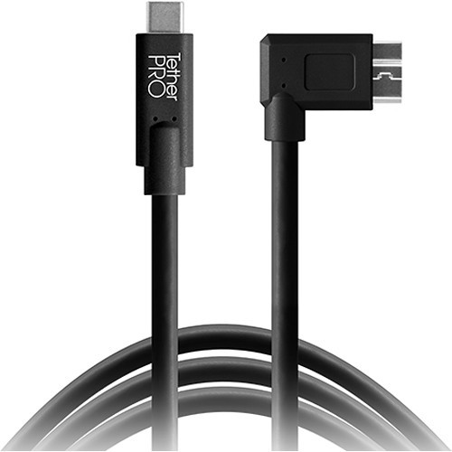 Tether Tools TetherPro USB Type-C Male to Micro-USB 3.0 Type B Male Cable (15ft, Black, Right-Angle) CUC33R15-BLK