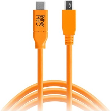 Tether Tools TetherPro USB Type-C Male to 5-Pin Mini-USB 2.0 Type-B Male Cable (15ft, Orange) CUC2415-ORG