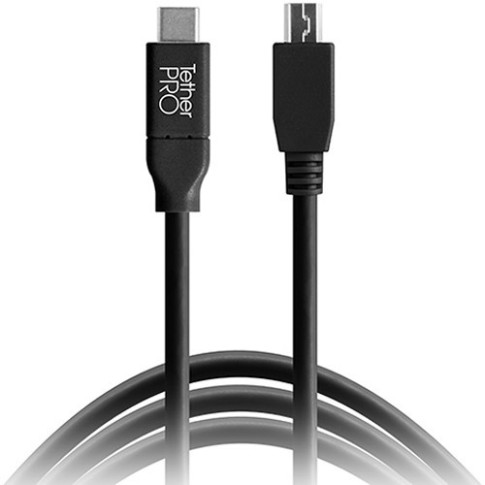 Tether Tools TetherPro USB Type-C Male to 5-Pin Mini-USB 2.0 Type-B Male Cable (15ft, Black) CUC2415-BLK