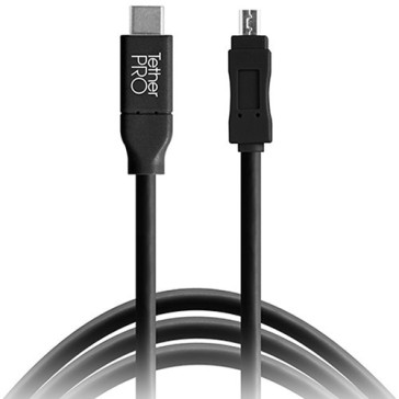 Tether Tools TetherPro USB Type-C Male to 8-Pin Mini-USB 2.0 Type-B Male Cable (15ft, Black) CUC2615-BLK