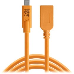 Tether Tools TetherPro USB Type-C to USB Type-A Extension Cable (15ft, Orange) CUCA415-ORG