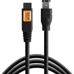 Tether Tools TetherPro FireWire 800 9-Pin to FireWire 400 6-Pin Cable (Black, 15ft) FW84BLK