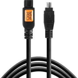 Tether Tools TetherPro FireWire 800 9-pin to FireWire 400 4-pin Cable (Black, 15ft) FWBI49BLK