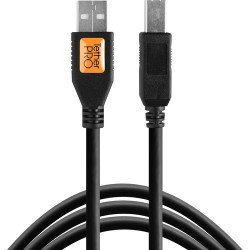 Tether Tools TetherPro USB 2.0 Type A Male to Type B Male Cable (Black, 15ft) CU5461