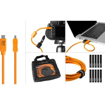 Tether Tools Starter Tethering Kit with USB 2.0 Type-C to Mini-B 8-Pin Cable (15', Orange) BTKC2615-ORG