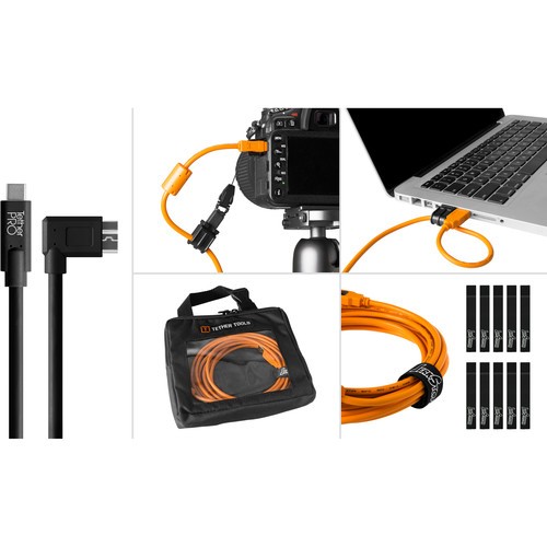 Tether Tools Starter Tethering Kit with USB 3.0 Type-C to Micro-B Right Angle Cable (15', Black) BTKC33R15-BLK