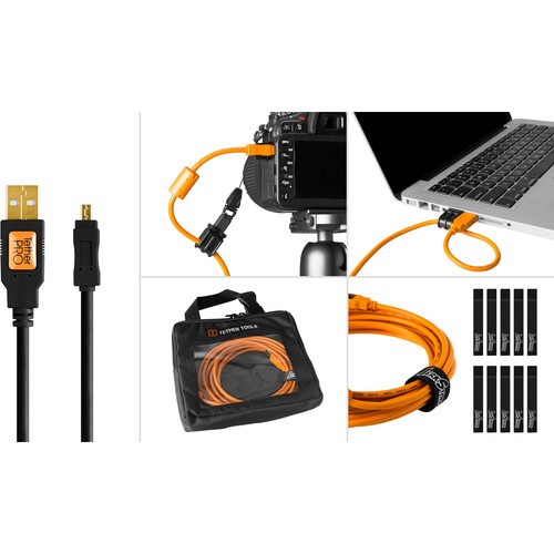 Tether Tools Starter Tethering Kit with USB 2.0 Type-A to Mini-B 8-Pin Cable (15', Black) BTK28