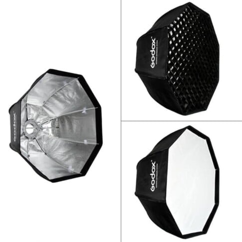 Godox SB-GUE80 Umbrella Grid Softbox Octa 80cm - 3 Godox Octa Softbox 80cm Umbrella Type with Velco Honeycomb Grid & Bowens Adpater, SB-GUE80 Octabox