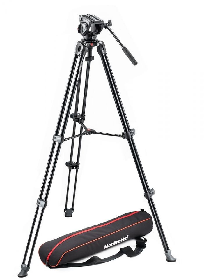 Manfrotto Tripod with Fluid Video Head Lightweight with Side Lock, MVK500AM
