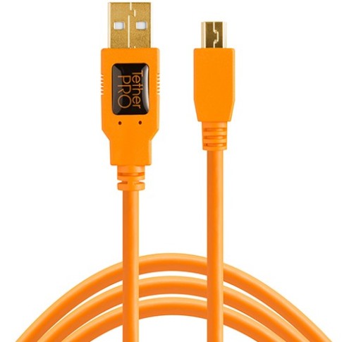 Tether Tools TetherPro USB 2.0 Type-A to 5-Pin Mini-USB Cable (Orange, 15ft) CU5451