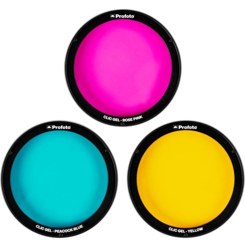 Profoto Clic Creative Gel Kit Yellow, Rose Pink, Peacock Blue Gel, 101301