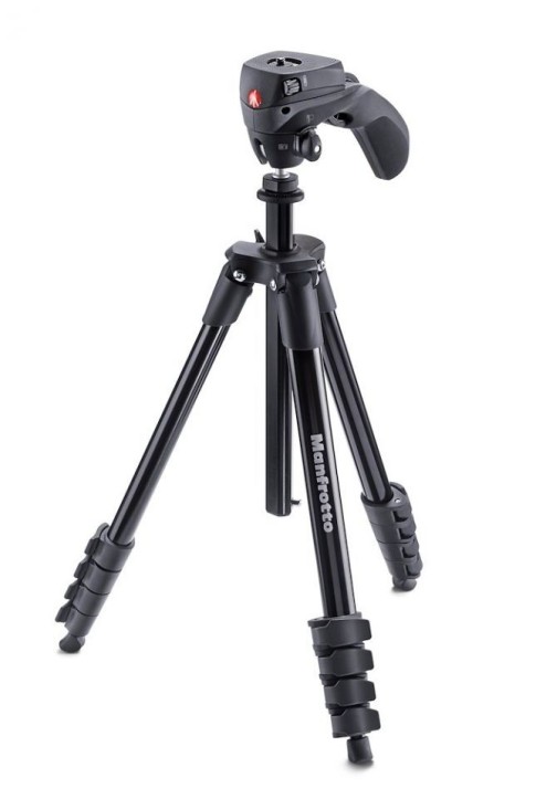 Manfrotto Compact Action Aluminium Tripod with Hybrid Head, Black, MKCOMPACTACN-BK