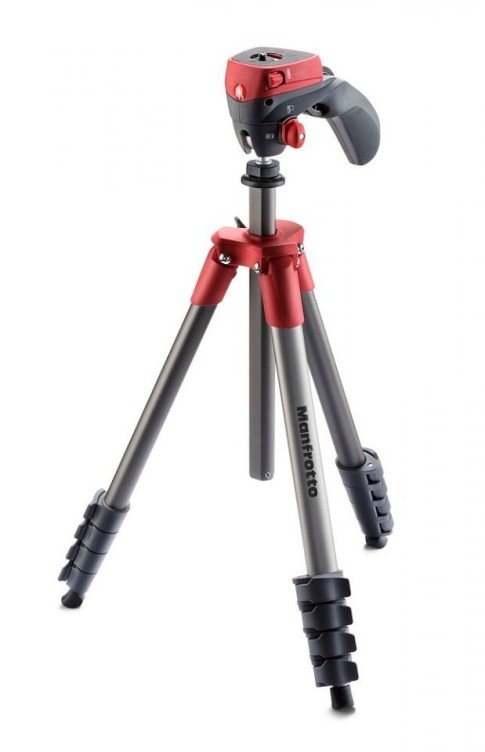 Manfrotto Compact Action Aluminium Tripod with Hybrid Head, Red MKCOMPACTACN-RD