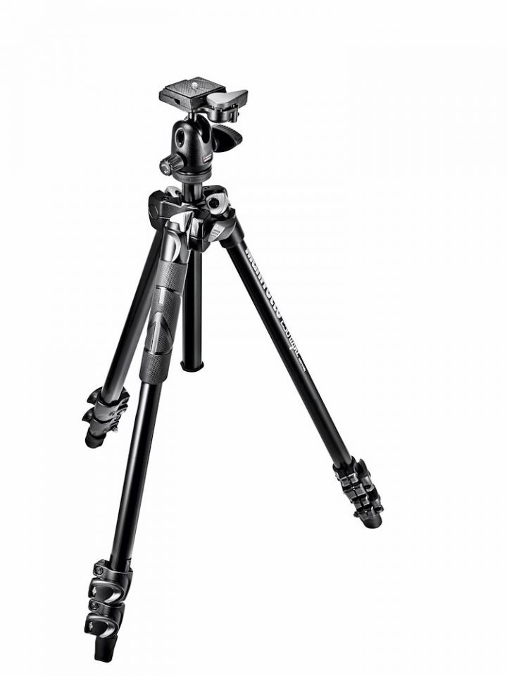 Manfrotto 290 Light Alu 3-Section Tripod Kit with 494RC2 Ball Head, MK290LTA3-BH