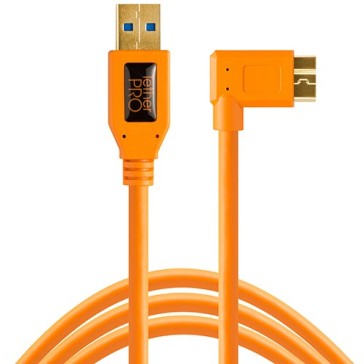 Tether Tools USB 3.0 Type-A Male to Micro-USB 3.0 Right-Angle Male Cable (15', Orange) CU61RT15-ORG