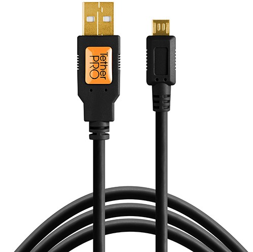 Tether Tools TetherPro USB 2.0 A Male to Micro-B 5-Pin Cable (15ft, Black) CU5430-BLK