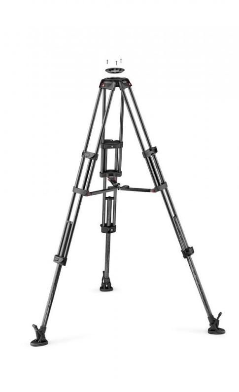 Manfrotto CF Twin Leg with Middle Spreader Video Tripod 100/75mm Bowl MVTTWINMC