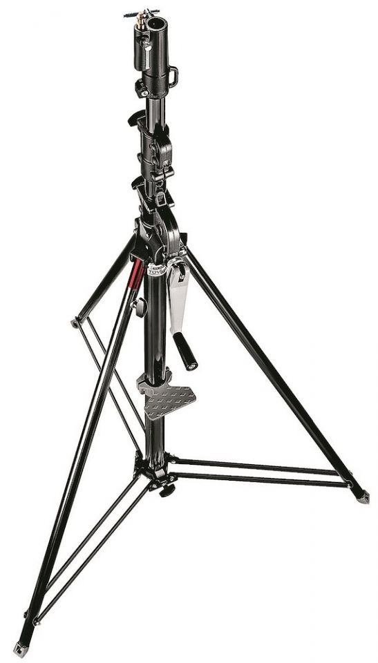 Manfrotto Geared Wind-Up Stand with Safety Release Cable, Black Chrome, 087NWB