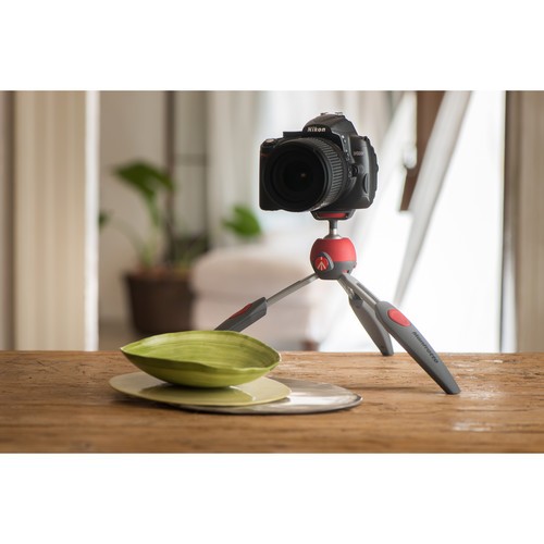 Manfrotto PIXI EVO 2-Section Mini Tripod Red Light and Compact, MTPIXIEVO-RD