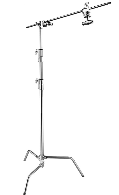 E-Image LCS-03S, 9.8 Feet Photography Light C-Stand, Detachable Base, Grip Kit & Extension Arm with Payload 20 Kg