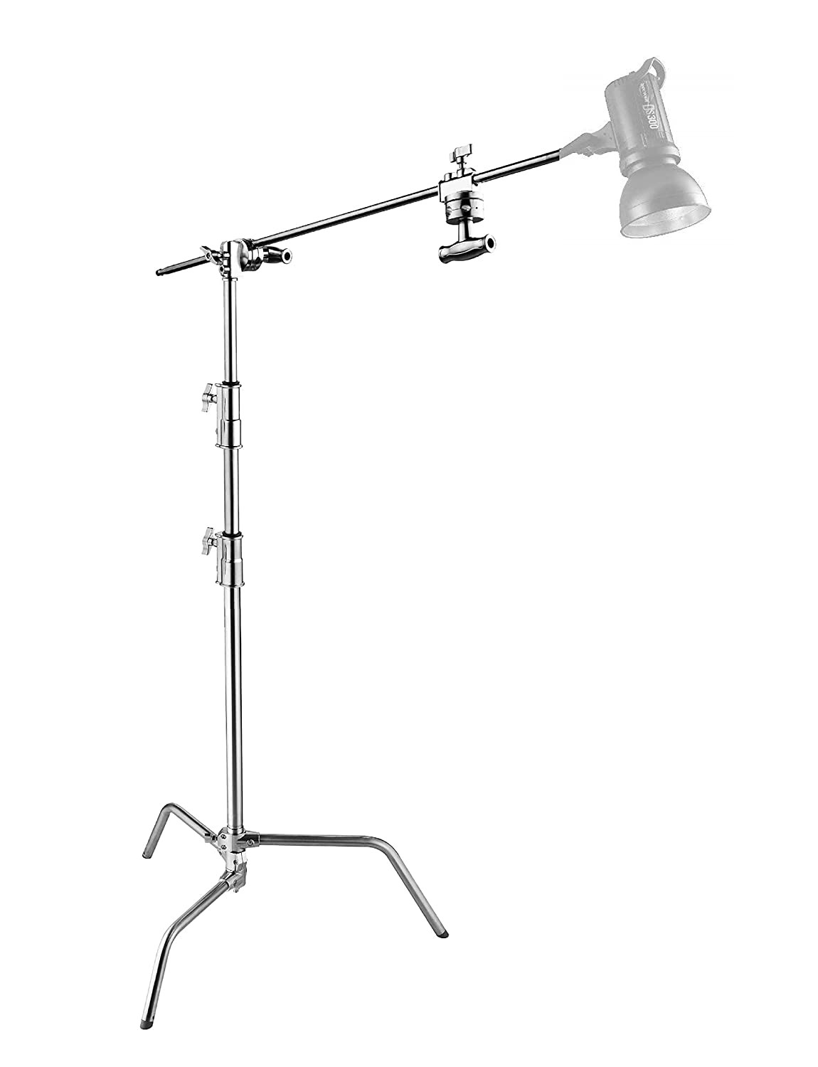 E-Image LCS-03S, 9.8 Feet Photography Light C-Stand, Detachable Base, Grip Kit & Extension Arm with Payload 20 Kg
