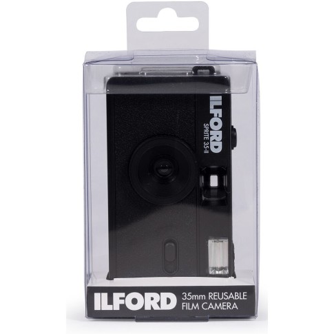 Ilford Sprite 35mm II Reusable Film Camera (Black) with Built-In Flash & Optical View Finder