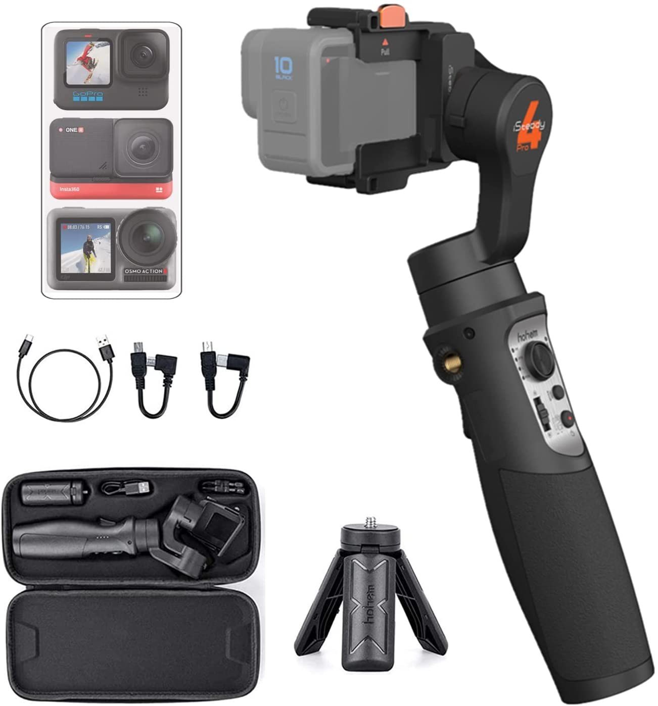 Hohem iSteady Pro Action Camera Gimbal 3-Axis Splashproof Stabilizer  GoPro, DJI OSMO Action, Insta360 ONE R, Sony RX0