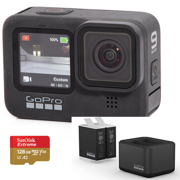 Gopro Hero 9 Traveller Edition - Gopro Hero 9 Camera, Dual Battery Charger & 128GB Memory Card