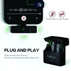 ProFocusGrip Smart Microphone For Android Users With Charging Case (EP033A) C-Type, Plug & Play Dual-Channel Lavalier