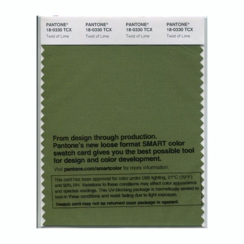 Pantone 18-0330 TCX Swatch Card Twist Of Lime