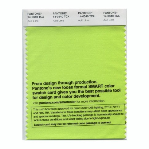 Pantone 14-0340 TCX Swatch Card Acid Lime