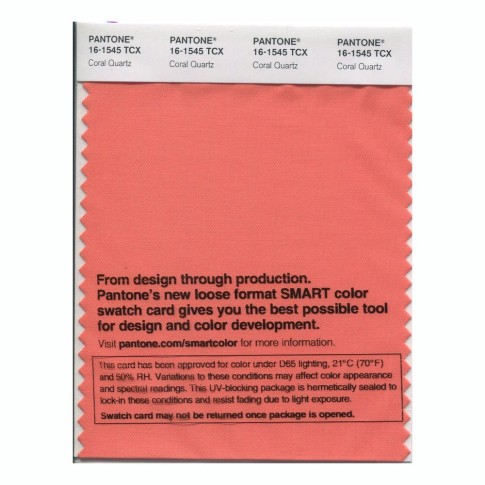 Pantone 16-1545 TCX Swatch Card Coral Quartz