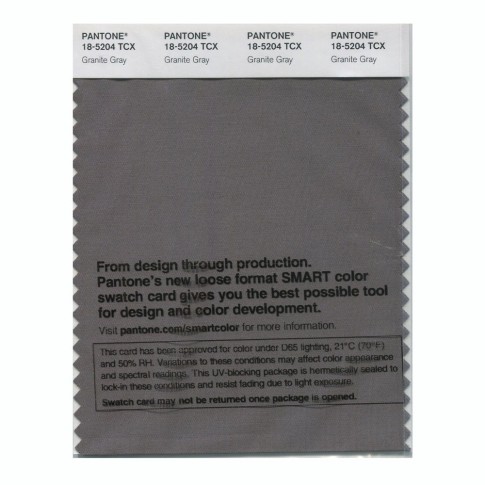 Pantone 18-5204 TCX Swatch Card Granite Gray